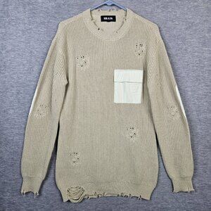 SER.O.YA Women's Devin Distressed Raw-edge Crew neck Elbow Patch Sweater Size XS